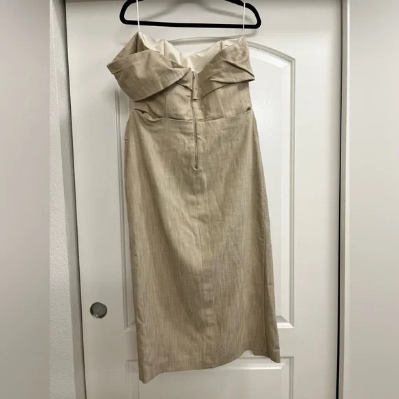 NWT Zara Structured Strapless Dress with One off the Shoulder Sleeve - Picture 6 of 12